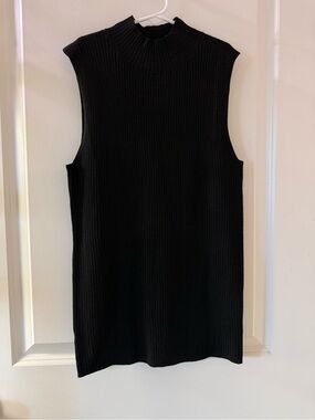 LOFT Black Sleeveless Ribbed Mock Neck Tank